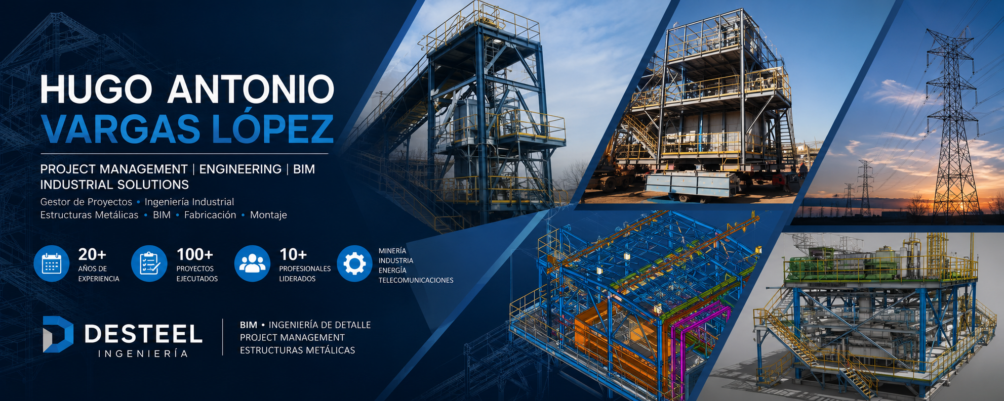 Portada industrial DESTEEL con estructuras metalicas